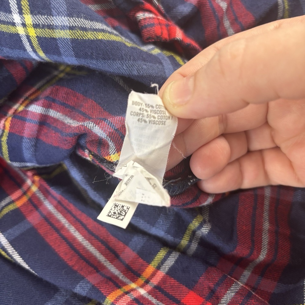 Aerie Women's Flannel Pajama Set Plaid LS Top XL Shorts XL Soft Red Blue Holiday - Picture 4 of 13